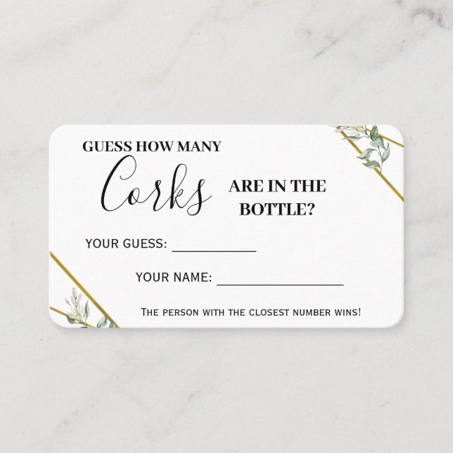 Greenery Dourado Quantos cartões de Chá Corks (Frente)