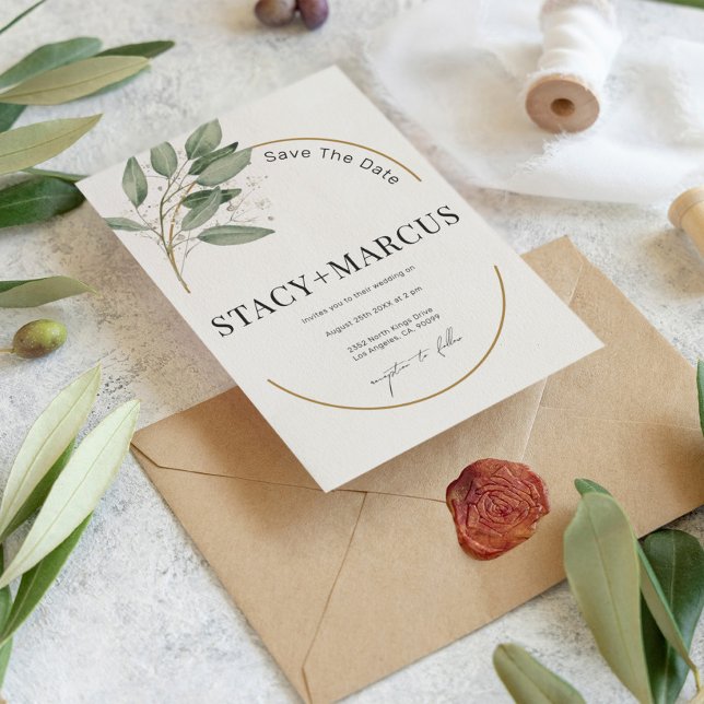 Greenery e convite para casamento elegante (Criador carregado)