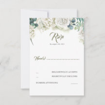 Greenery e White Hydrangea Wedding RSVP
