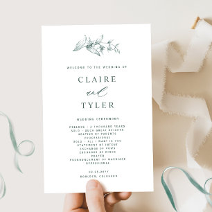 Greenery Elegant e Simple Wedding Program