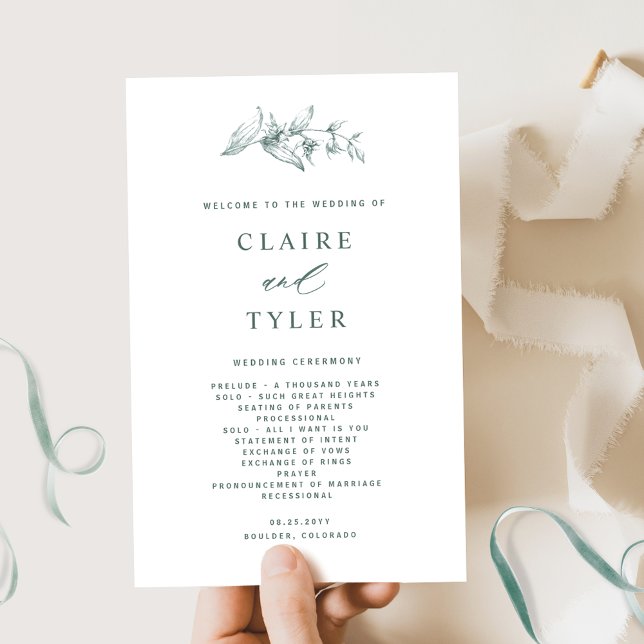 Greenery Elegant e Simple Wedding Program (Criador carregado)