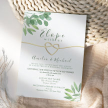 Greenery Elope Micro Wedding Convite