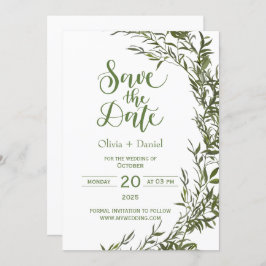 Greenery Elopement Data Convite