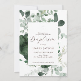 Greenery Eucalyptus Baptism Convite