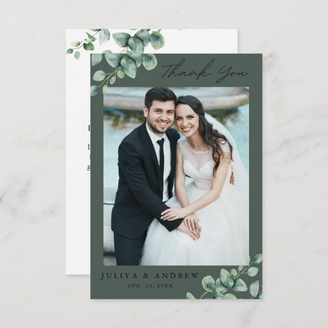 Greenery Eucalyptus Cartões de agradecimentos de f (Frente/Verso)