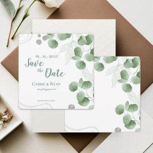 Greenery Eucalyptus deixa casamento Salvar a data