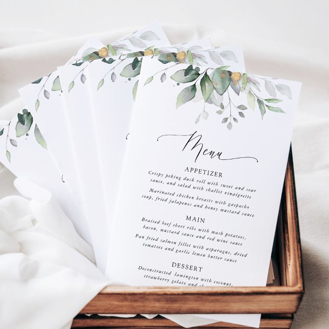 Greenery, Eucalyptus Leaves, Boho, Wedding Menu (Criador carregado)