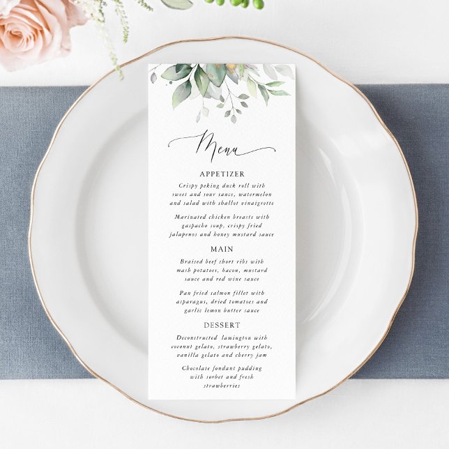 Greenery, Eucalyptus Leaves, Bridal Shower Menu (Criador carregado)