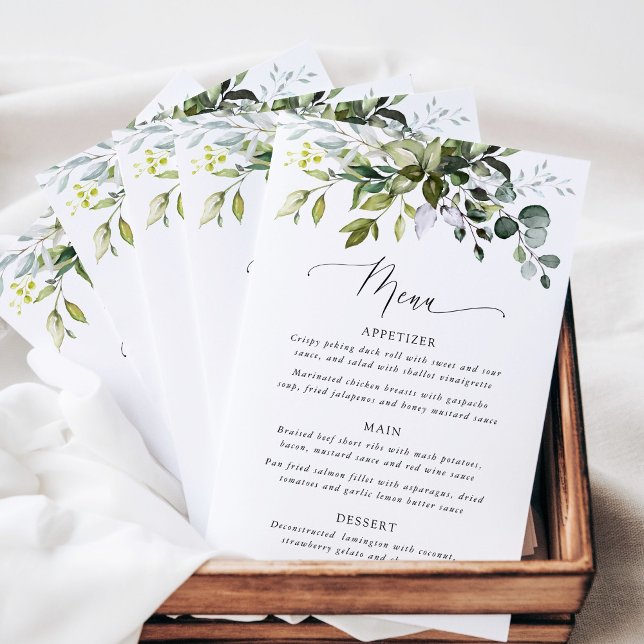 Greenery, Eucalyptus Leaves, Bridal Shower Menu (Criador carregado)