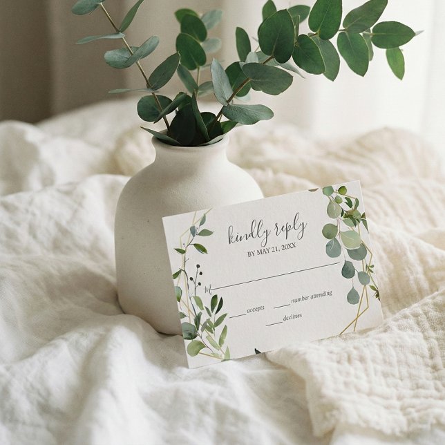 Greenery Eucalyptus Script Wedding RSVP (Criador carregado)