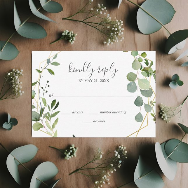 Greenery Eucalyptus Script Wedding RSVP (Criador carregado)