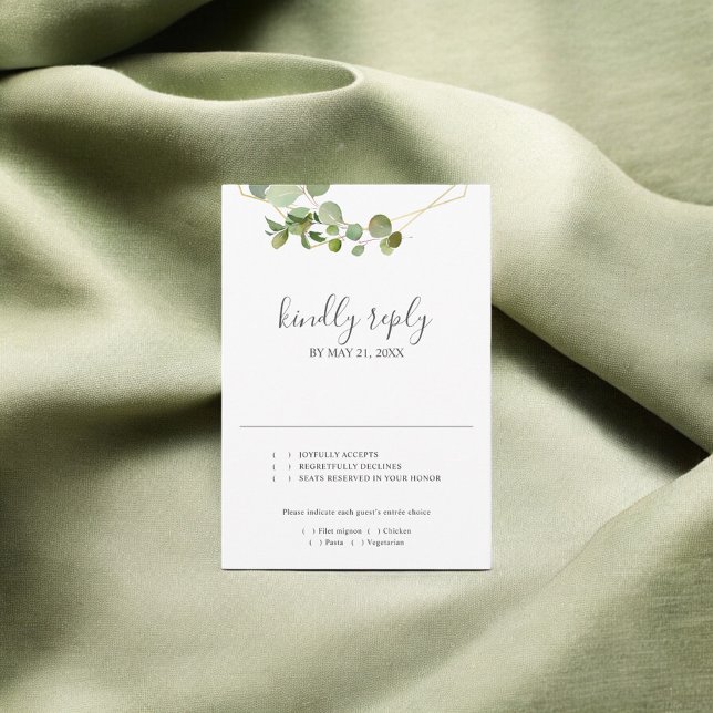 Greenery Eucalyptus Script Wedding RSVP (Criador carregado)