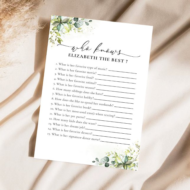 Greenery Floral Chá de panela Game (Criador carregado)