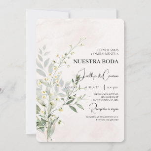 Greenery Floral, Convite De Casamento Espanhol