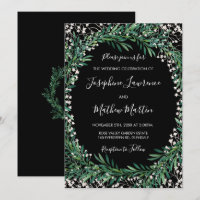 Greenery & Florets - Convites para Casamento Negro