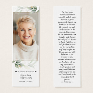 Greenery Foto Memorial Funeral Bookmark