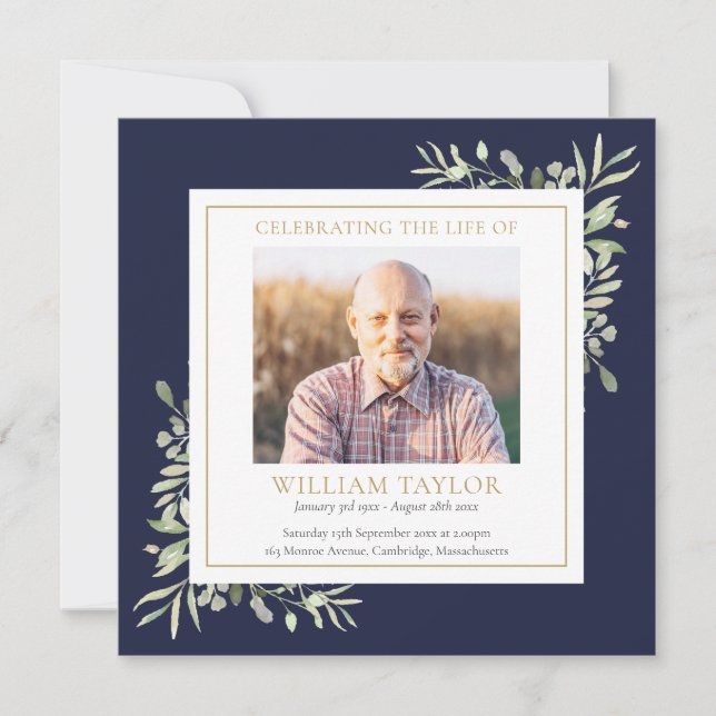 Greenery Funeral Memorial Order Of Service Program (Frente)