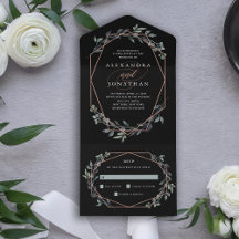 Greenery Geo Black | Casamento Dourado Rosa