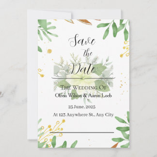 Greenery Gold Foil Elegante Convite para Casamento