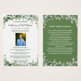 Greenery Green Photo Funeral Memorial Bookmark