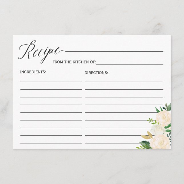 Greenery Ivory - Cartão de Receita de Chá de panel (Frente)