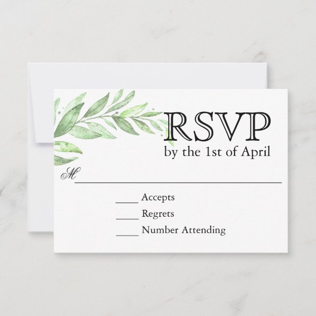 Greenery Laurel Wreath Wedding RSVP (Frente)