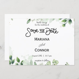 Greenery Mínimo Salvar O Convite De Data