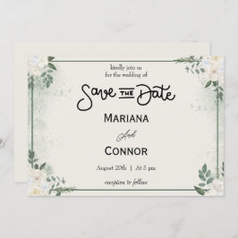 Greenery Mínimo Salvar O Convite De Data