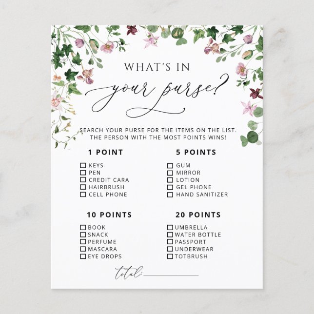 Greenery O que há no seu jogo de bolsa (Frente)