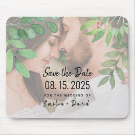 Greenery Photo Wedding Save The Date Mouse Pad