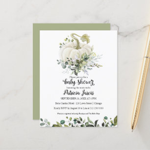 Greenery Pumpkin Budget Chá de fraldas Convite