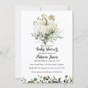 Greenery Pumpkin Chá de fraldas Convite