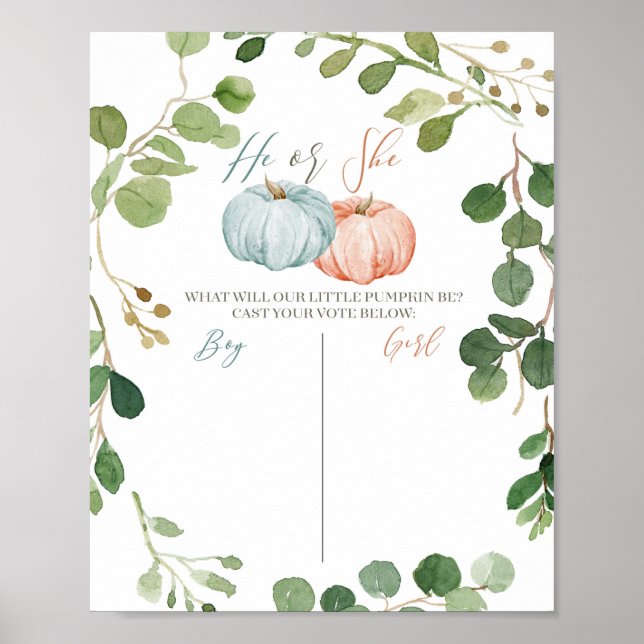 Greenery Pumpkin Pink Mint e Peach Poster (Frente)