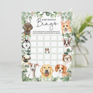 Greenery Puppy Dog Bingo - Cartão de Chá de fral