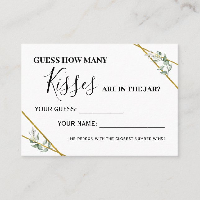 Greenery Quantos beijos cartões bilingues (Frente)