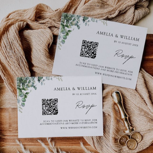 Greenery RSVP Card Wedding Modelo (Greenery RSVP Card Wedding Template)