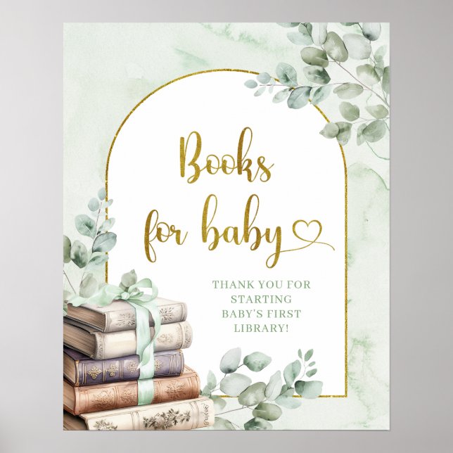 Greenery Sage Storybook Books para Baby Poster (Frente)