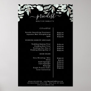 Greenery Salon Price List Poster