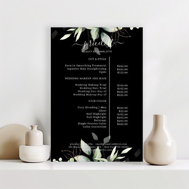 Greenery Salon Price List Poster (Criador carregado)