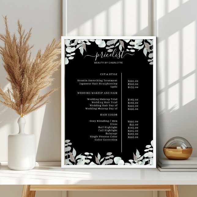 Greenery Salon Price List Poster (Criador carregado)