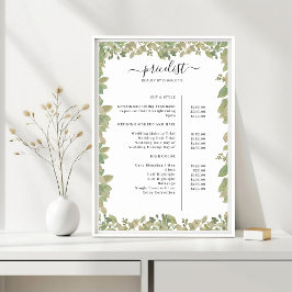 Greenery Salon Price List Poster