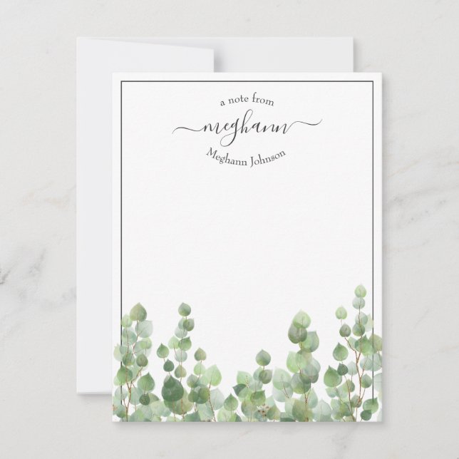 Greenery Script | Do Cartão De Nota (Frente)