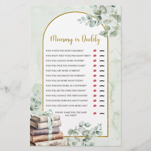 Greenery Storybook Mamães ou Jogos Pais (Frente)