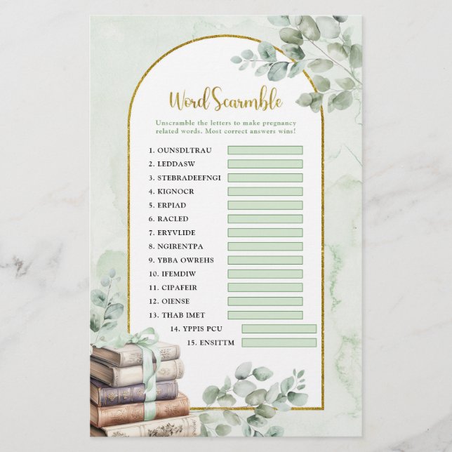 Greenery Storybook Word Scramble Games (Frente)