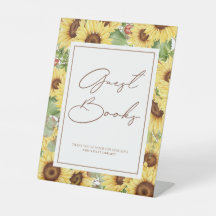 Greenery Sunflower Chá de fraldas Guest Books