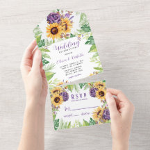 Greenery Sunflower e Purple Florals Casamento