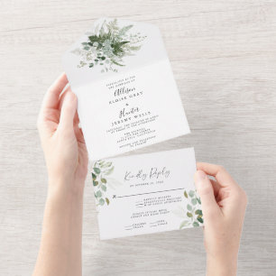Greenery Tudo Em Um Convite De Casamento