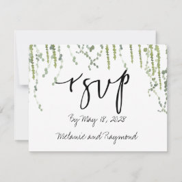 Greenery Vines Casamento RSVP 2 Cartão de Volta