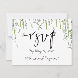 Greenery Vines Casamento RSVP 2 Cartão de Volta