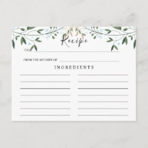 Greenery Watercolor, Cartão de Receita de Casament